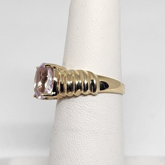 10K YELLOW GOLD & MORGANITE RING  SIZE 5 - Picture 3 of 7